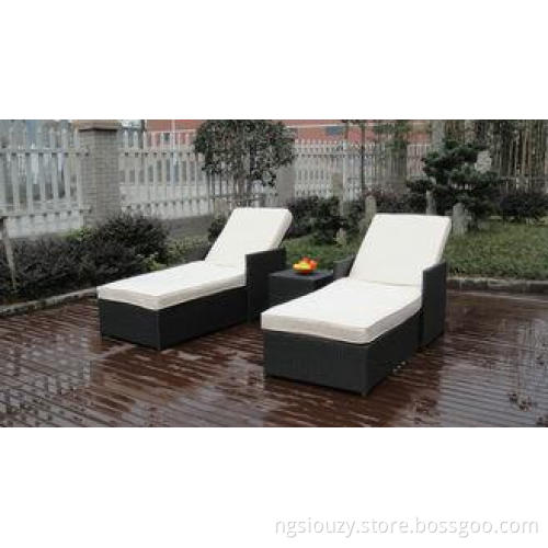 Adjustable Resin Wicker Lounge Chair Set , Beach Chaise Lou